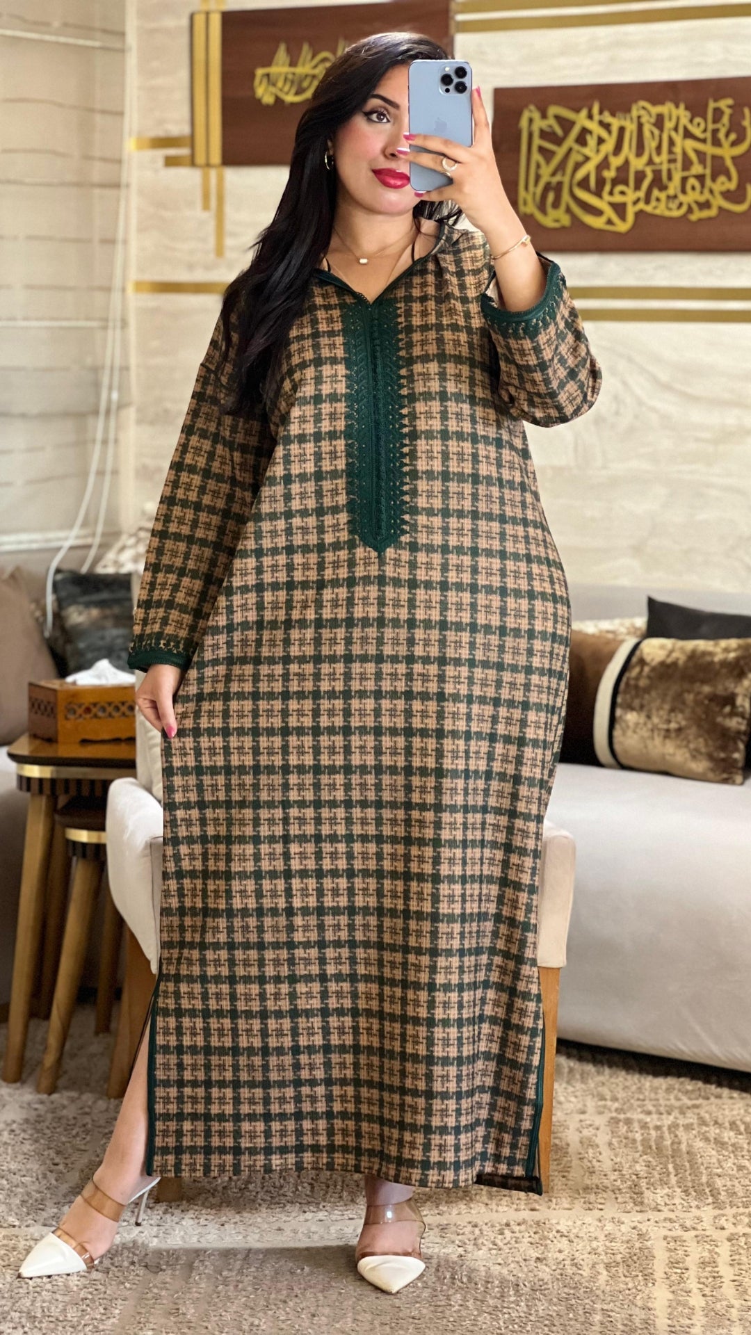 Robe Longue Élégante à Carreaux