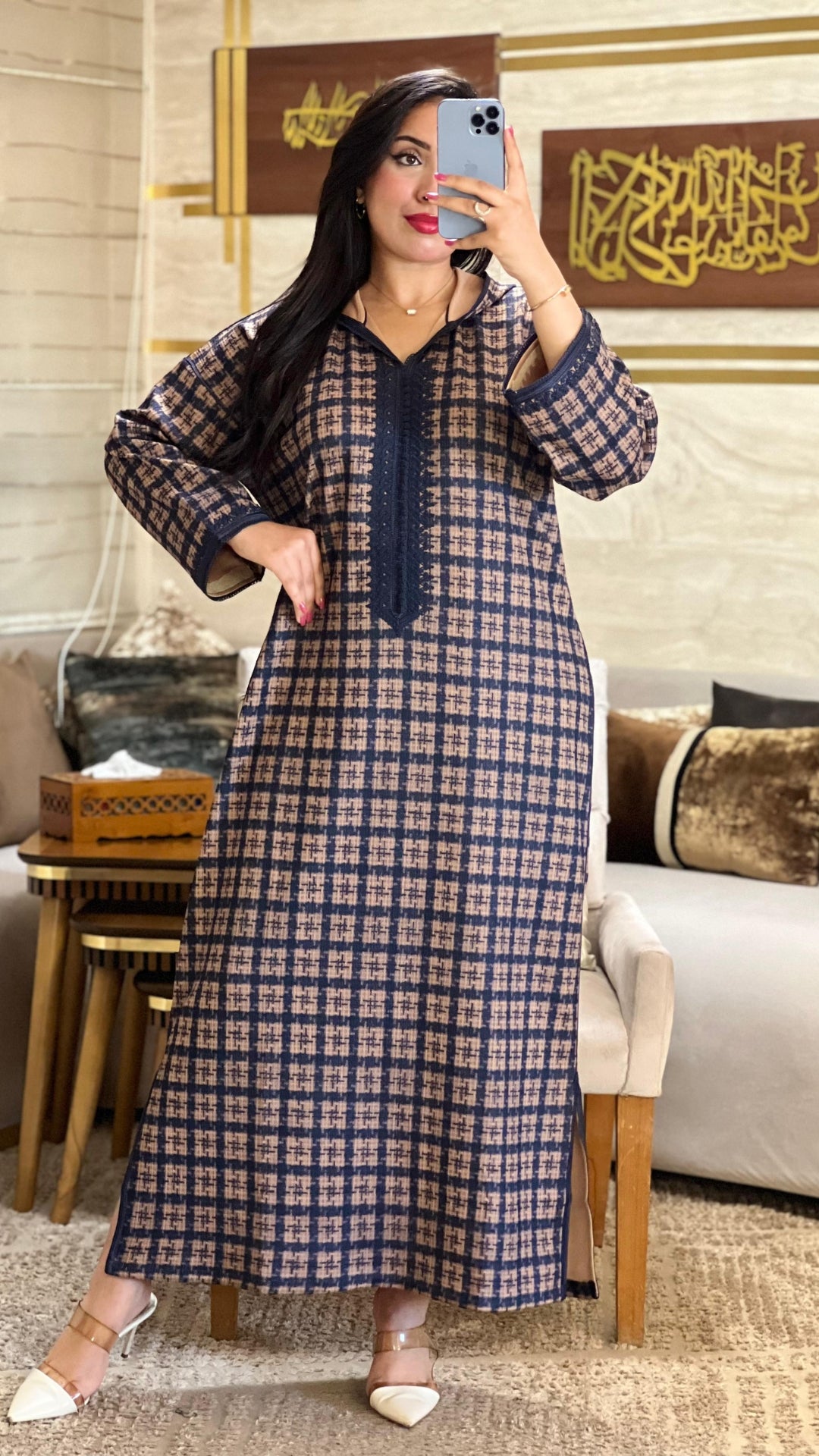 Robe Longue Élégante à Carreaux