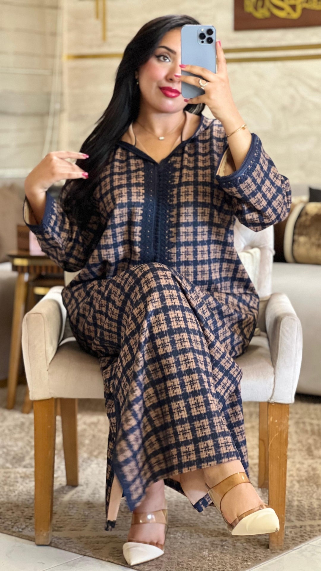 Robe Longue Élégante à Carreaux