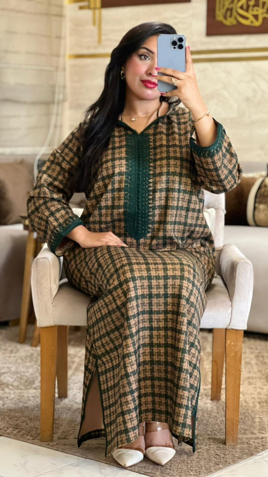 Robe Longue Élégante à Carreaux